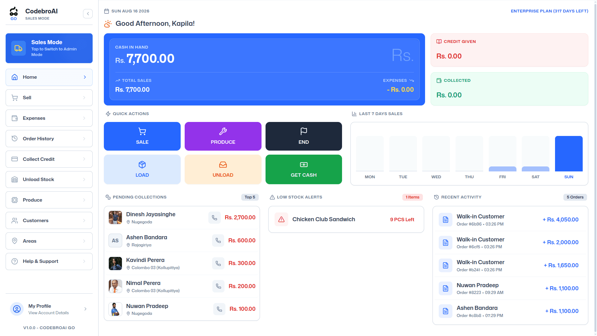 CodebroAI GO Web App Dashboard